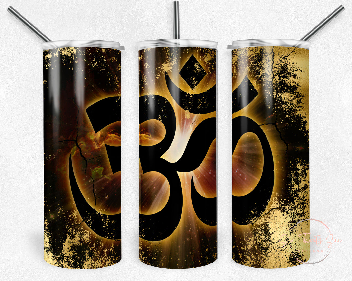 Black and Gold Aum Om Tumbler