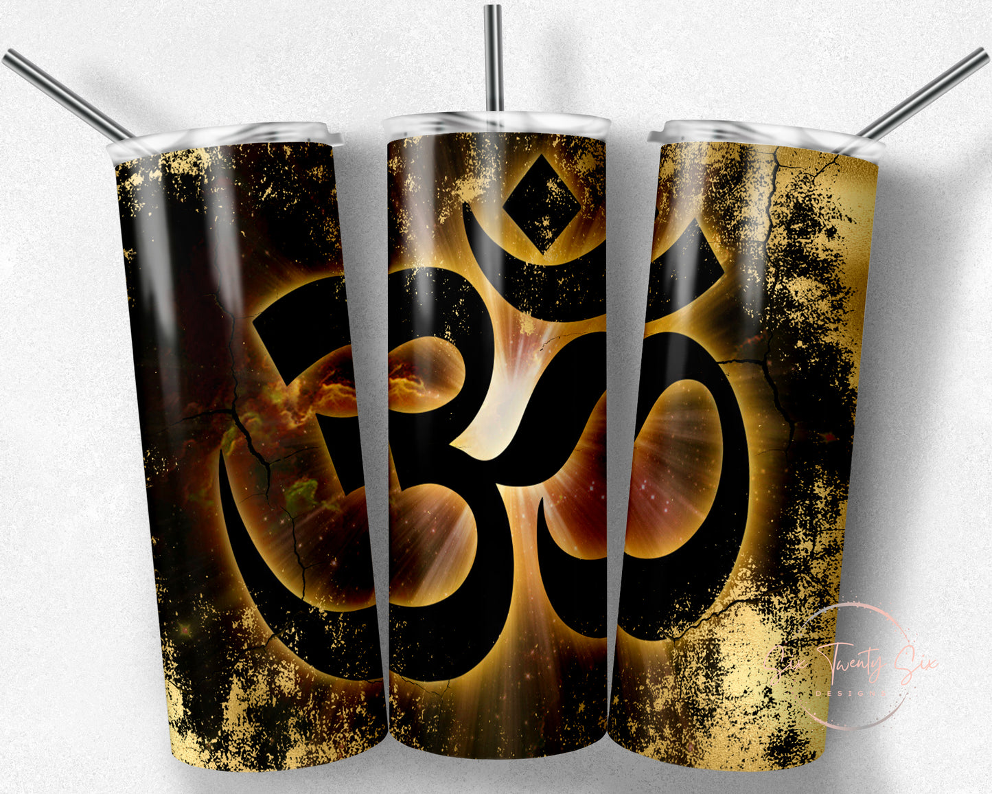 Black and Gold Aum Om Tumbler