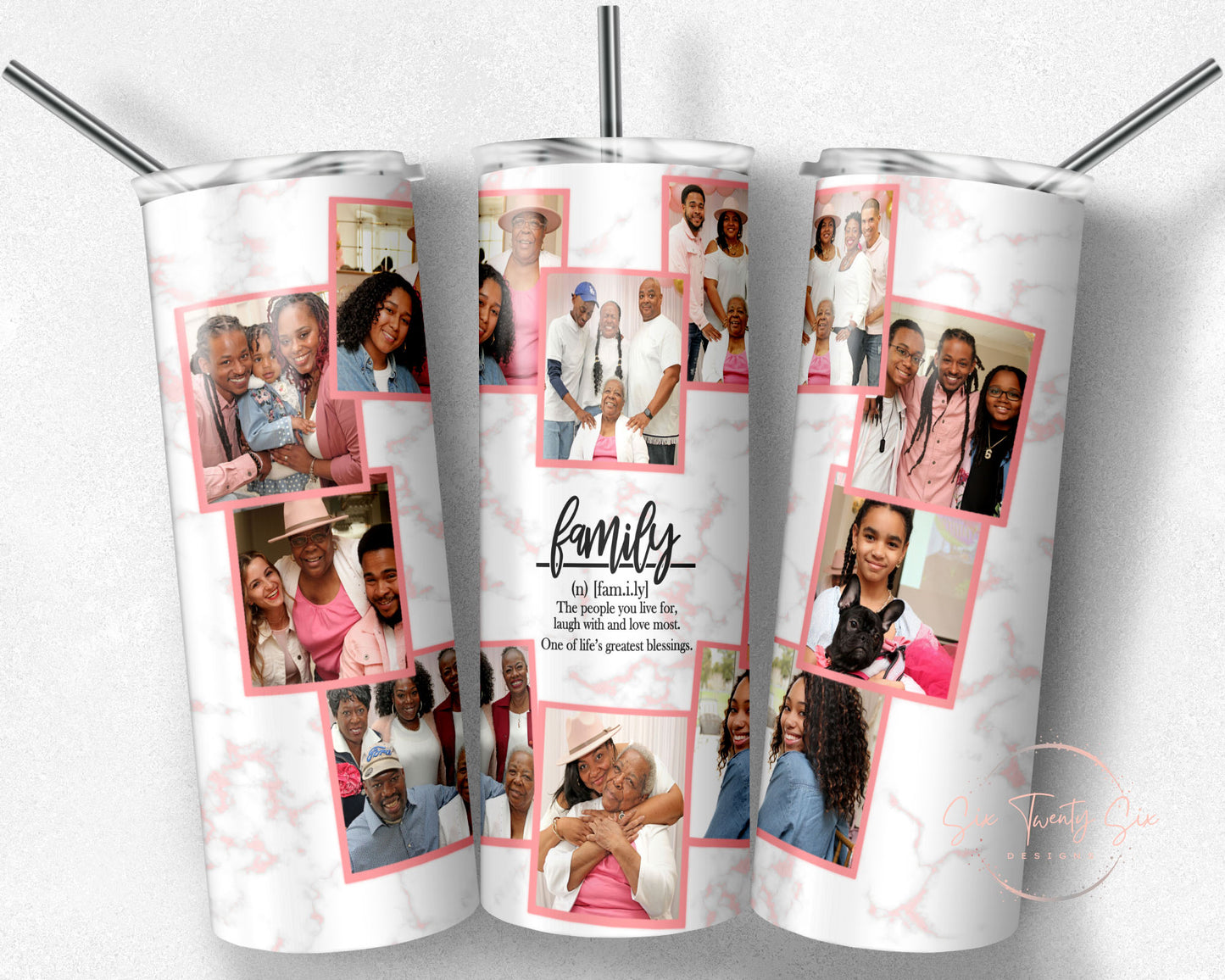 Family Heart Photo Tumbler