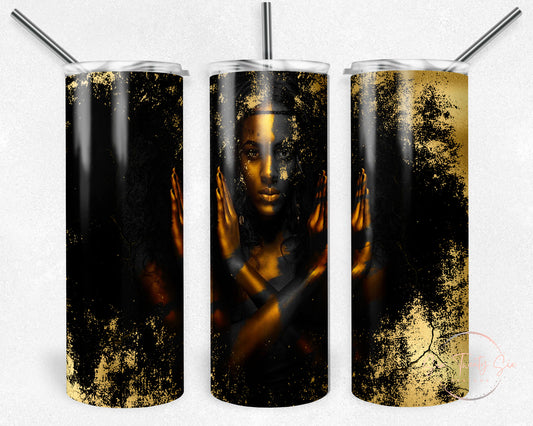 Black and Gold Woman Tumbler