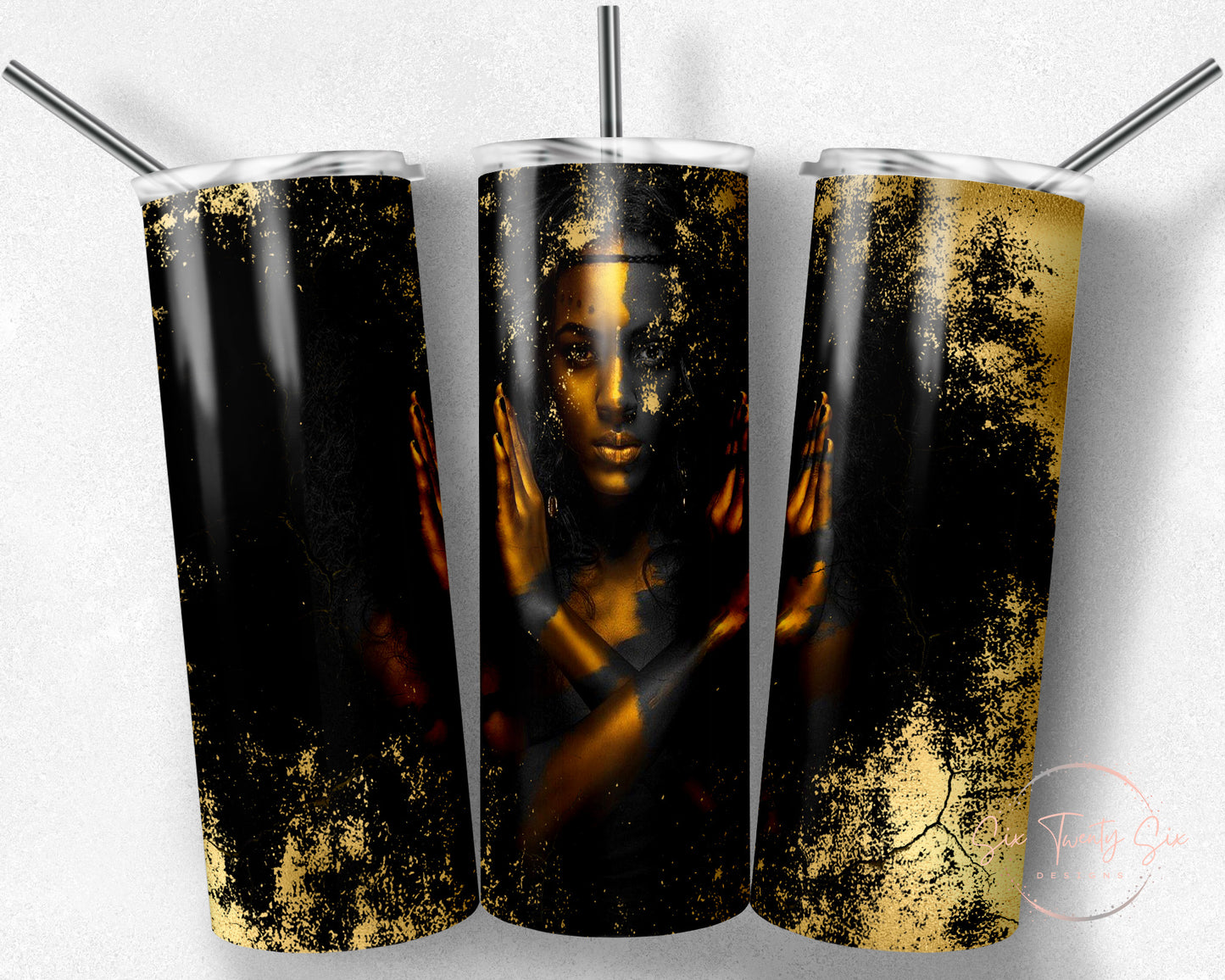 Black and Gold Woman Tumbler